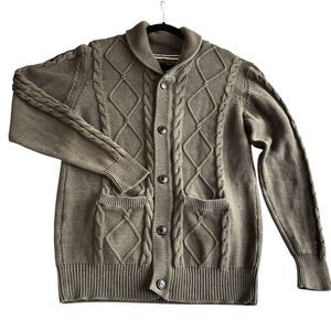 Men’s Cardigan Original Weatherproof Vintage Gray Cotton Grandpa Sweater Size M